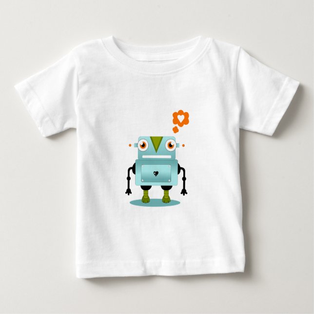 Whimsical and Artistic Robot Love Kids Shirt (Front)