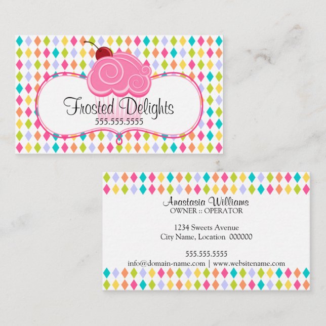 Whimsical and Colourful Bakery Business Card (Front/Back)