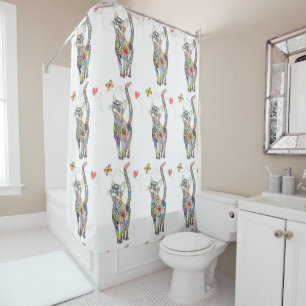 Whimsical and Colourful Cat Shower Curtain