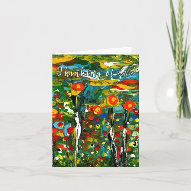 Whimsical and Colourful Flowers Greeting Card (Front)