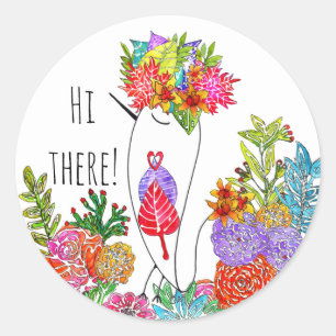 Whimsical and Colourful Hi There Birdie Stickers