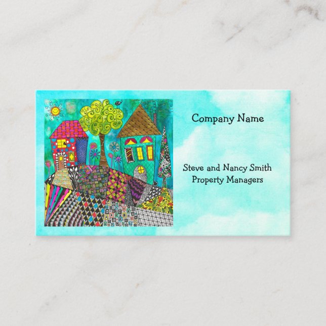 Whimsical and Colourful Home Sweet Home Business C Card (Front)