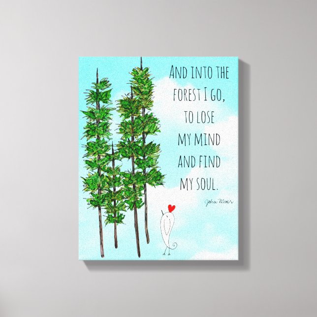 Whimsical and Colourful Pine Trees Wrapped Canvas (Front)