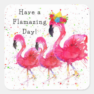 Whimsical and Colourful Pink Flamingo Stickers