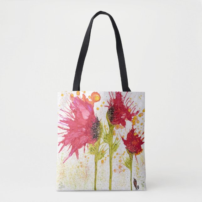 Whimsical and Colourful Poppy Tote Bag (Front)