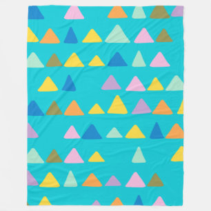 Whimsical and Cute Triangle Pattern in Turquoise Fleece Blanket