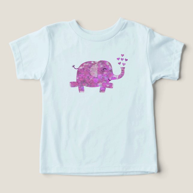 Whimsical and  Fun Pink Elephant Blowing Hearts (Design Front)