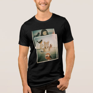 Whimsical Animal and Bird Illustration – Nature-Th Tri-Blend Shirt