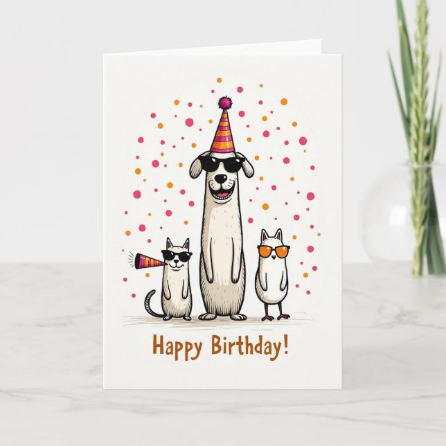 Whimsical Animal Party Card (Front)