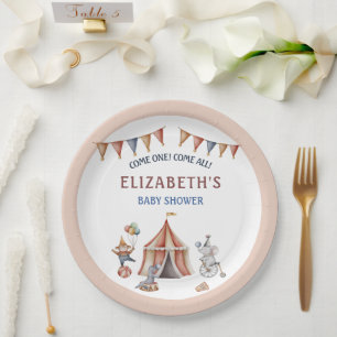 Whimsical Animals Circus Party Baby Shower Paper Plate