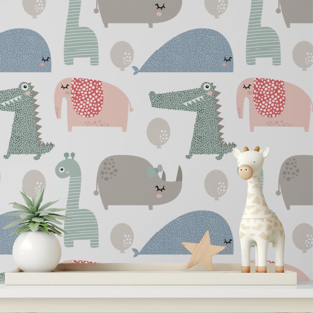 Whimsical Animals Cute Modern Kids Pattern Wallpaper (Creator Uploaded)