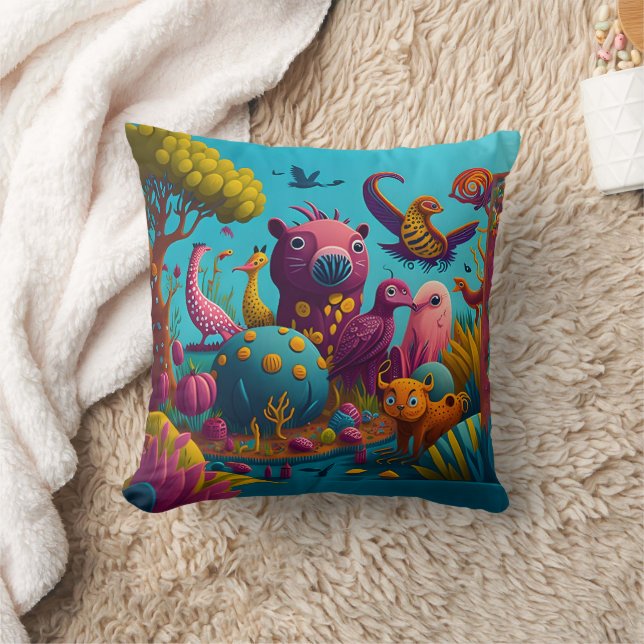 Whimsical Animals Extraordinary Adventures Cushion (Blanket)