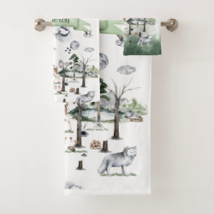 Whimsical Animals in the Woodland Customisable Bath Towel Set
