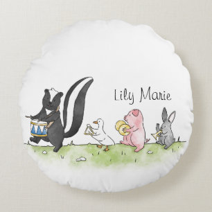 Whimsical Animals Marching Band Personalised Round Cushion