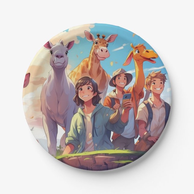 Whimsical Animes Paper Plates for kids (Front)