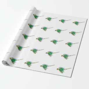 Whimsical Antique Fishing Reel Wrapping Paper