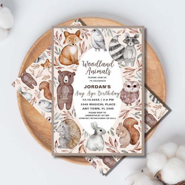 Whimsical Any Age Woodland Animals Birthday Party Invitation (Creator Uploaded)
