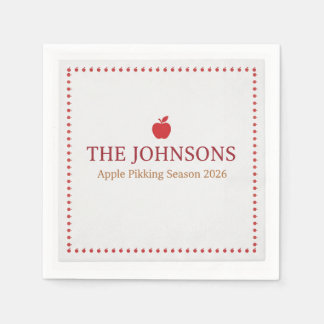 Whimsical Apple Picking Autumn Birthday Party Pape Napkin