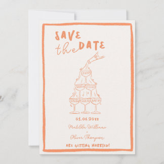 Whimsical Apricot Save The Date Invitation