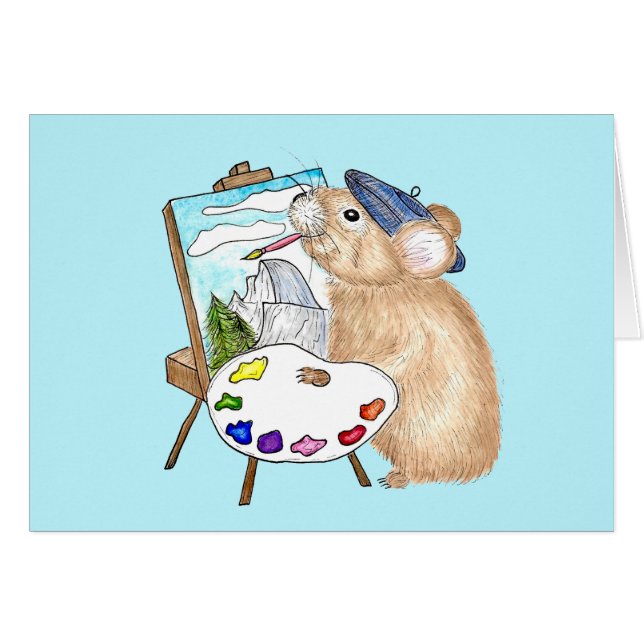 Whimsical Artist Pika Painting Yosemite (Front Horizontal)