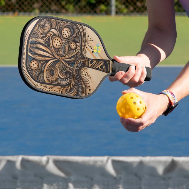 Whimsical Artistic Design on Pickleball Board Paddle (Insitu)