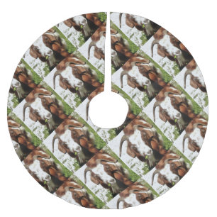 Whimsical Artistic Portrait Of A Goat Grazing Brushed Polyester Tree Skirt