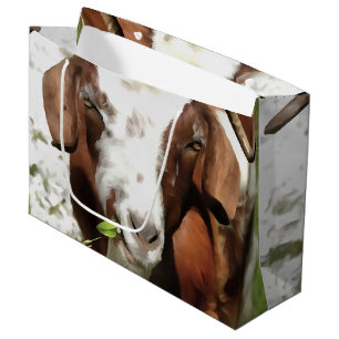 Whimsical Artistic Portrait Of A Goat Grazing Large Gift Bag