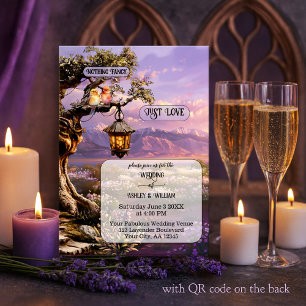 Whimsical Artistic Romantic Lavender Wedding Invitation