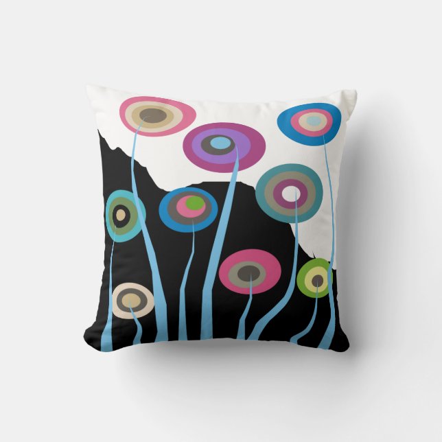Whimsical Artsy Flowers Decorative Pillow 2 (Front)