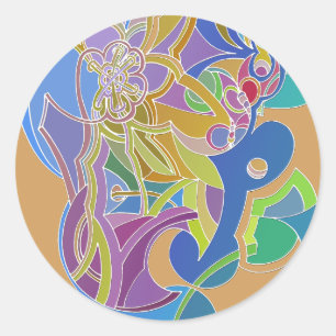 Whimsical Artwork Classic Round Sticker