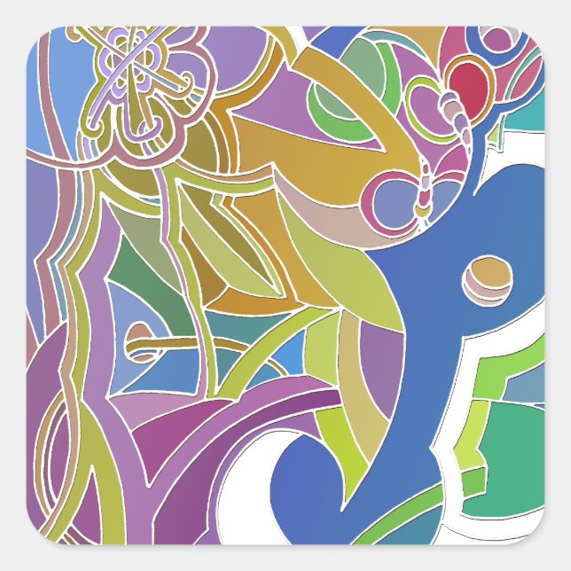 Whimsical Artwork Square Sticker (Front)