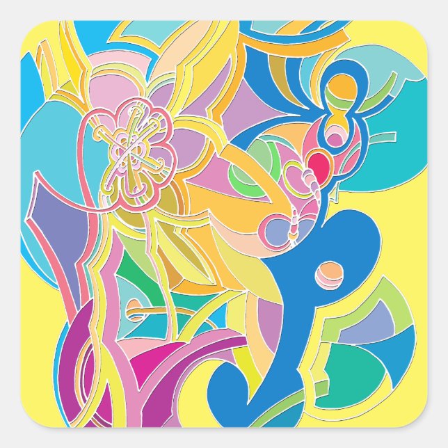 Whimsical Artwork Square Sticker (Front)
