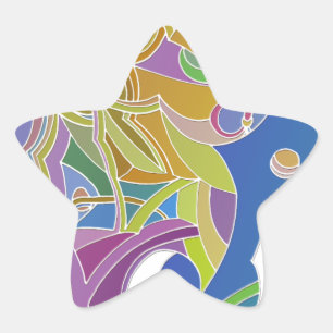 Whimsical Artwork Star Sticker