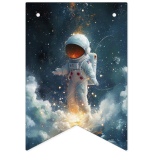 Whimsical Astronaut Bunting Flags
