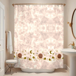 whimsical autumn boho acorn pattern brown night shower curtain