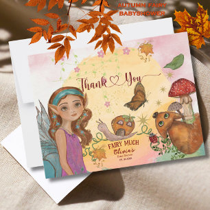 Whimsical Autumn Fairy Baby Shower Thank You Note Card