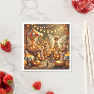 Whimsical Autumn Fairy Pumpkin Market Decoupage Napkin