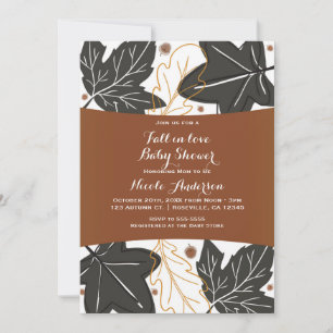 Whimsical Autumn Fall Leaves & Acorns Baby Shower Invitation