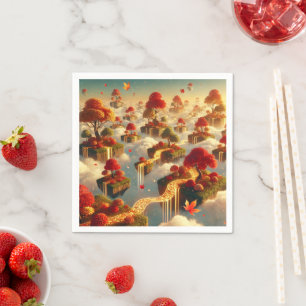 Whimsical Autumn Floating Islands Decoupage Napkin