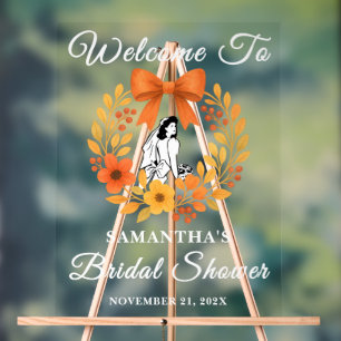 Whimsical Autumn Floral Bridal Shower Welcome  Acrylic Sign