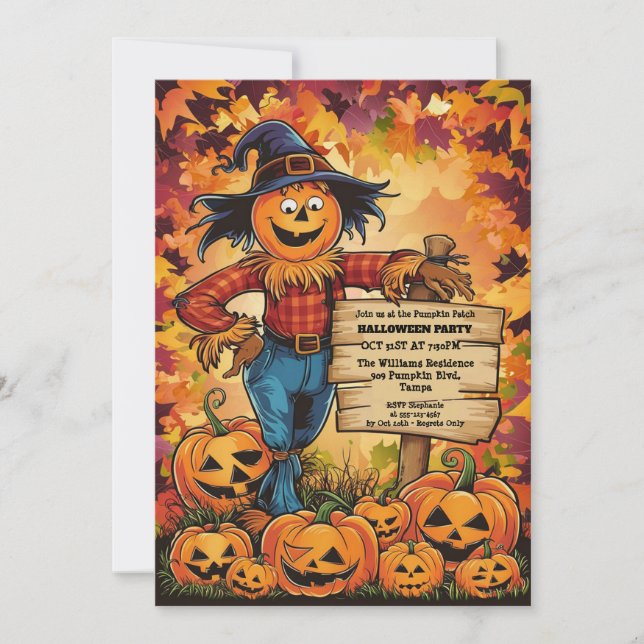 Whimsical Autumn Harvest Halloween Party Invitation (Front)