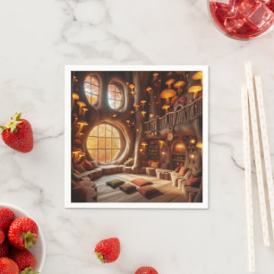 Whimsical Autumn Hollowed-Out Tree Decoupage Napkin