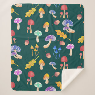 Whimsical Autumn Mushrooms Sherpa Blanket