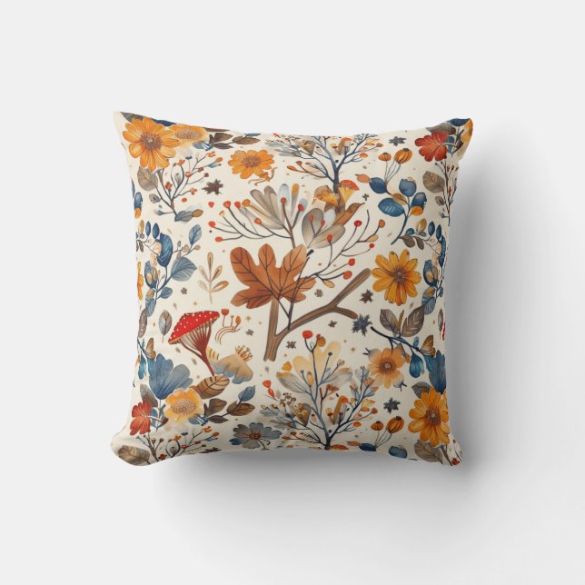 Whimsical Autumn Throw Pillow (Front)