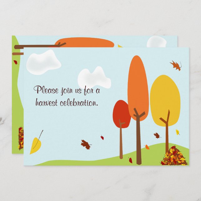 Whimsical Autumn Trees Invitation (Front/Back)