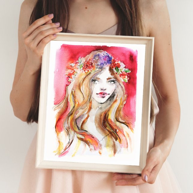 Whimsical Autumn Watercolor Fashion Illustration  Poster (Creator Uploaded)