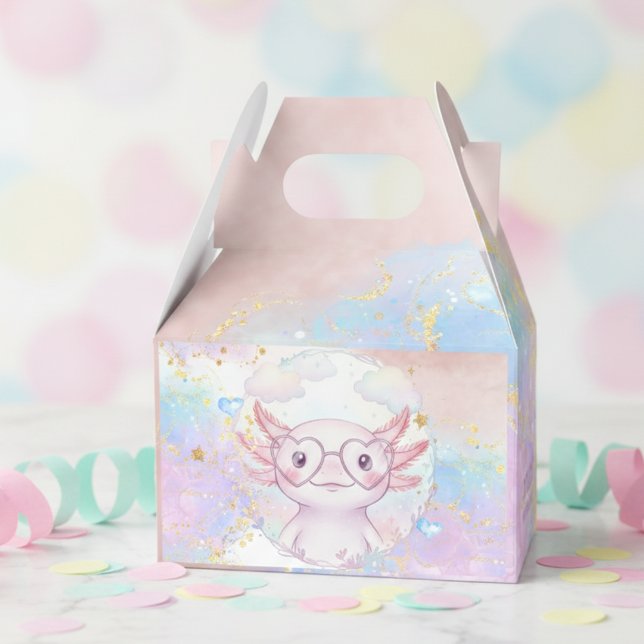 Whimsical axolotl kids birthday favour box (Creator Uploaded)