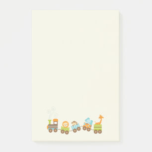 Whimsical Baby Animals Toy Train Post-it Notes