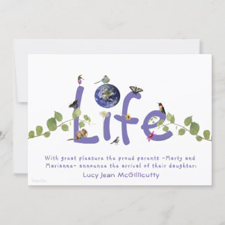 Whimsical baby announcement: upload baby photo. announcement