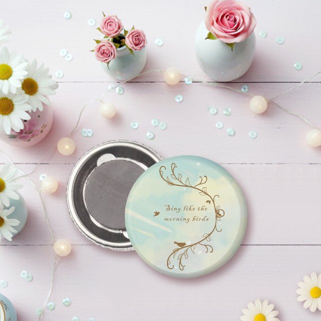 Whimsical Baby Blue Sing Morning Birds Magnet (Creator Uploaded)
